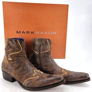 Worn Once? Mark Nason Italy Distressed Suede Leather Zip Boot Mens 11 Rock Lives